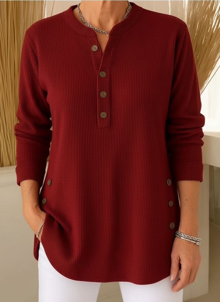 Melanie™ – Plain Knit Jumper with Long Sleeves