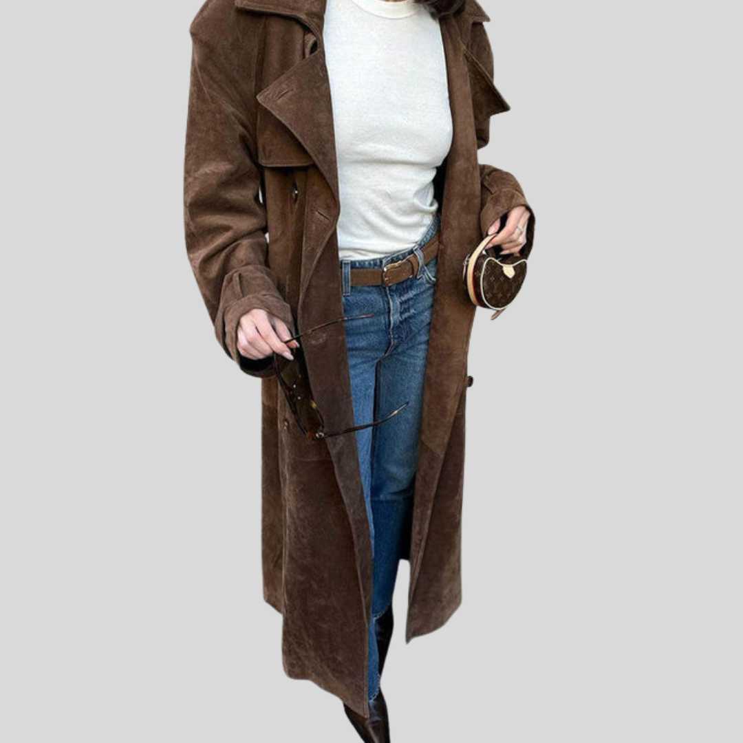 Olivia - Classic Suede Trench Coat