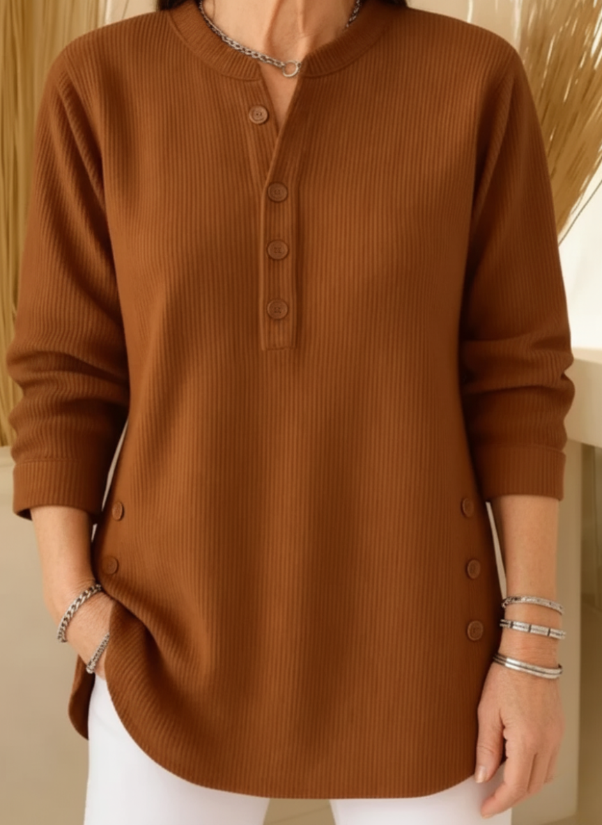 Melanie™ – Plain Knit Jumper with Long Sleeves
