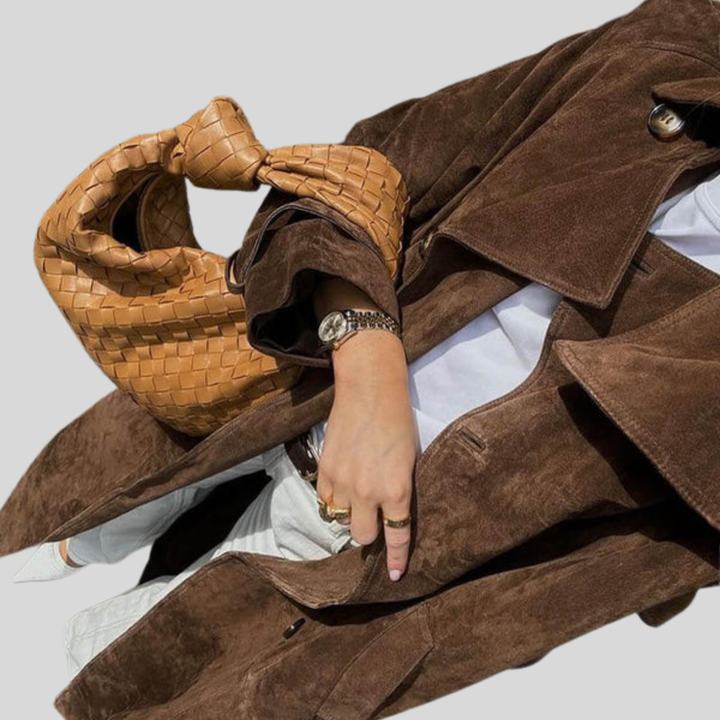 Olivia - Classic Suede Trench Coat