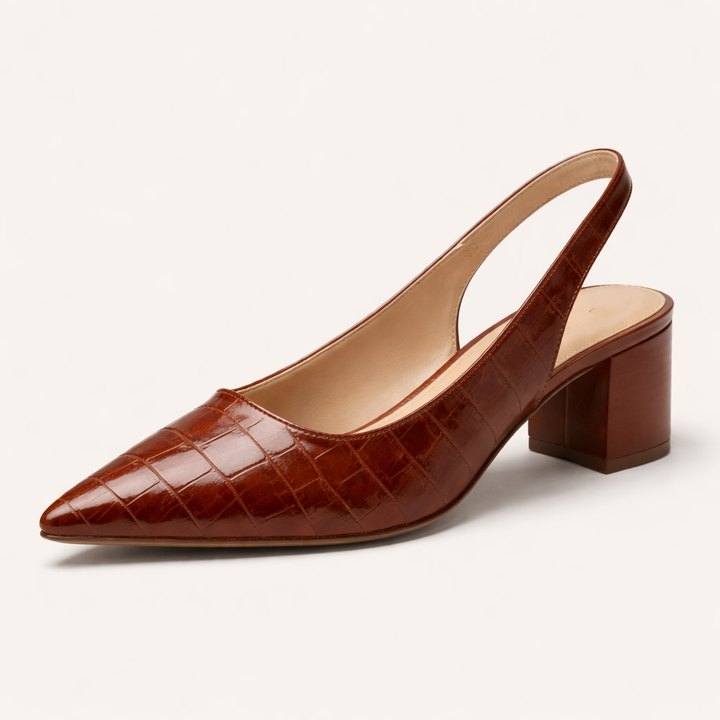 Sara | Orthopaedic block-heeled pumps with croc pattern