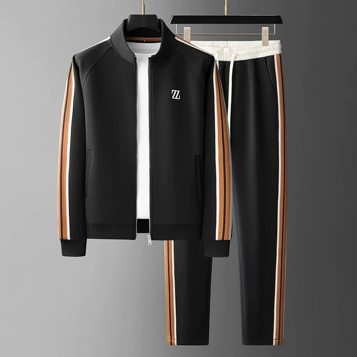 Men’s 2-Piece Tracksuit Set With Zip Jacket and Side-Striped Joggers